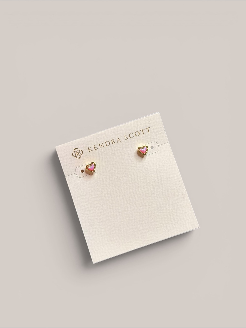 Kendra Scott Mini Ari pink heart gold stud earrings
